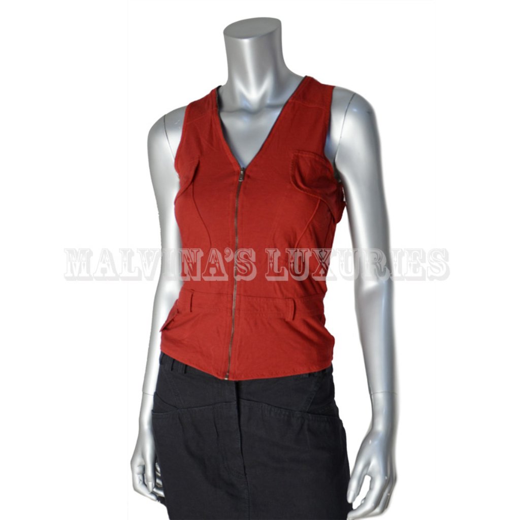 Yves Saint Laurent Rive Gauche Top Zippered Sleeveless Tank Sz S / Small